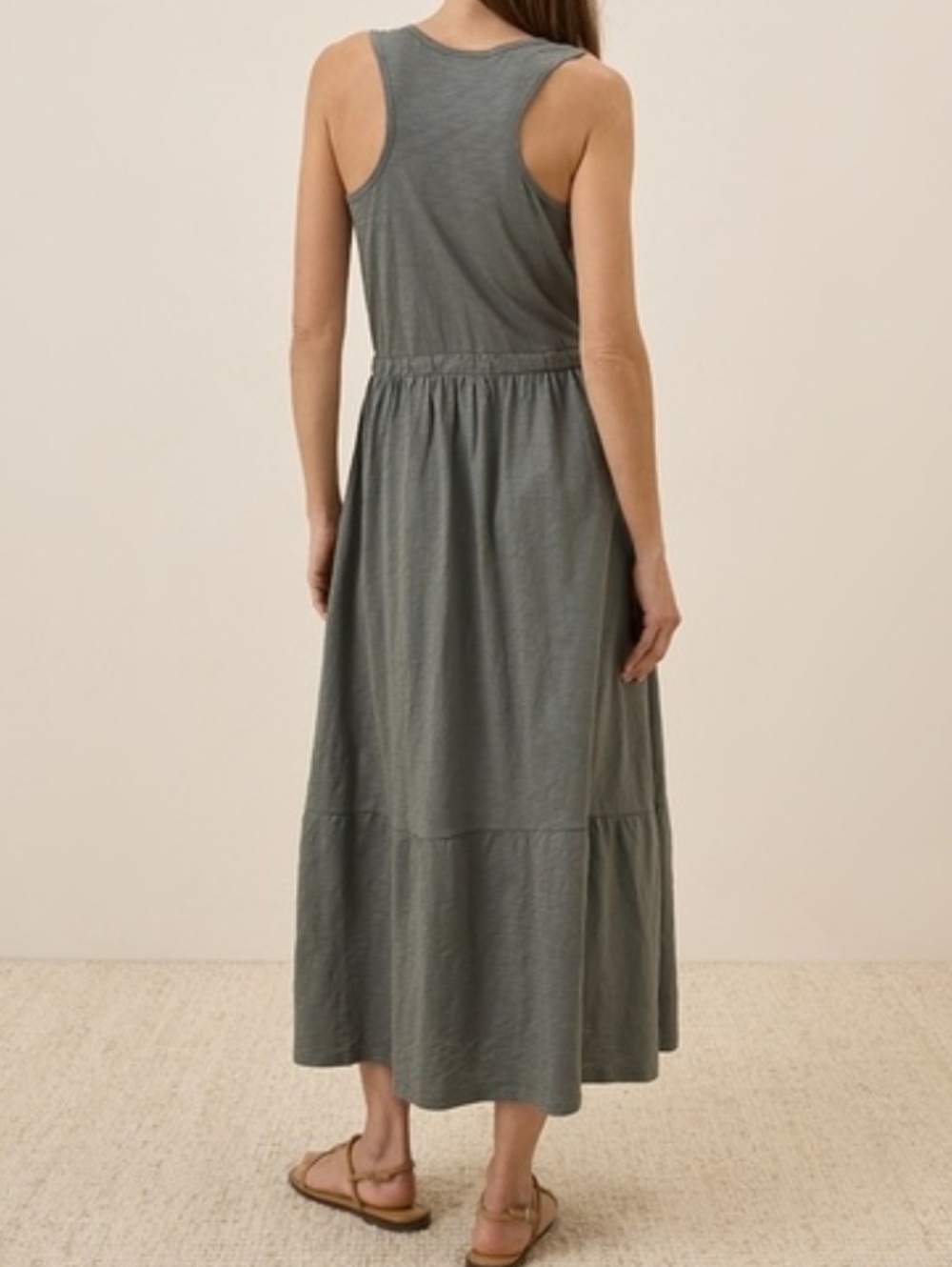 Pact Organic Cotton Relaxed Lightweight Slub Knit Tank Top Maxi Dress, EUC! - Picture 9 of 14